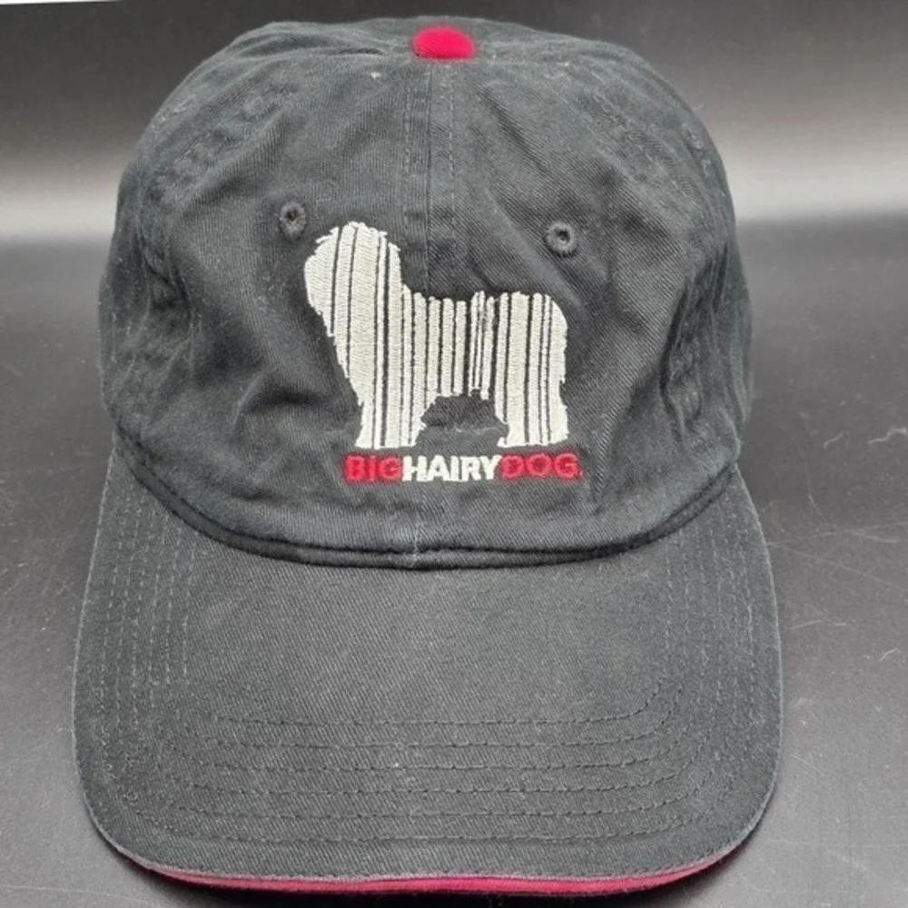 Otto Big Hairy Dog Black Red Embroidered Baseball Cap Hat 22-688 Adjustable OSFM